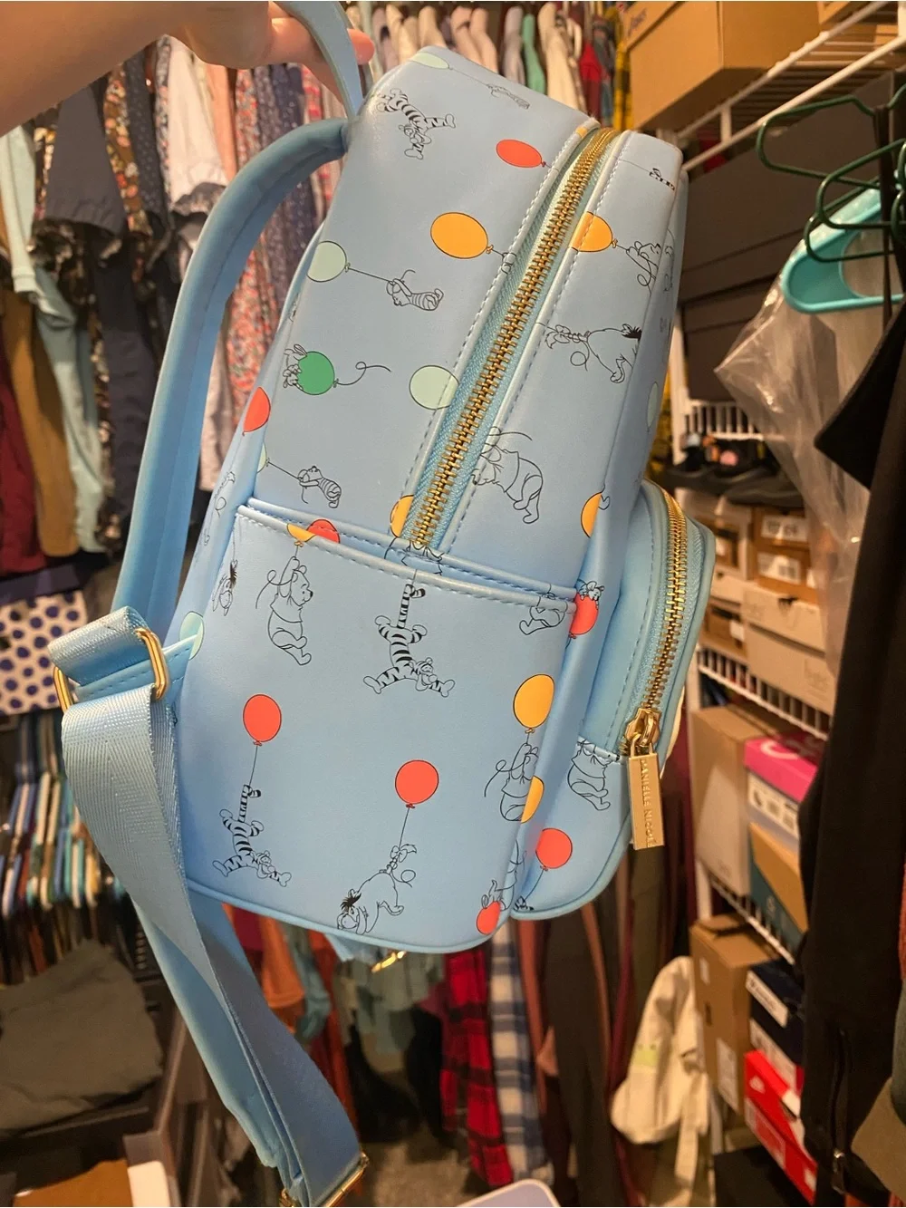 Disney Winnie the Pooh Blue mini Backpack with Balloon Print - Picture 2 of 7